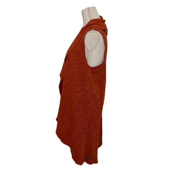 Matilda Jane Size XS Pumpkin Orange Run Through Sweater Open Vest Drape Collar - Picture 5 of 6
